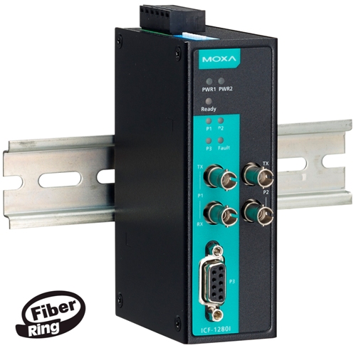 ICF-1280I - Industrial 2-port PROFIBUS-to-fiber converter