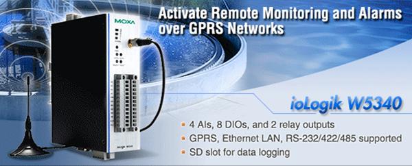 GPRS Aktiv Ethernet I/O fra Moxa