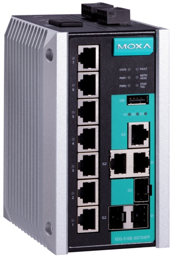 EDS-510E - Moxa Managed Switch, 3x Gigabit + 7x10/100
