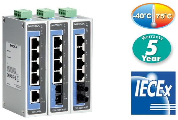 EDS-205A-IEX / 5-port unmanaged switch IECEx certificeret