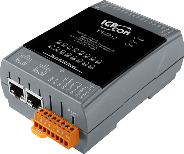 Modbus/TCP I/O moduler fra ICPDAS, med 2-port switch