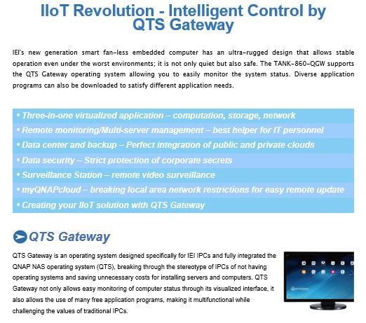 TANK-860-QGW - IIoT intelligent QTS Gateway fra IEI og QNAP
